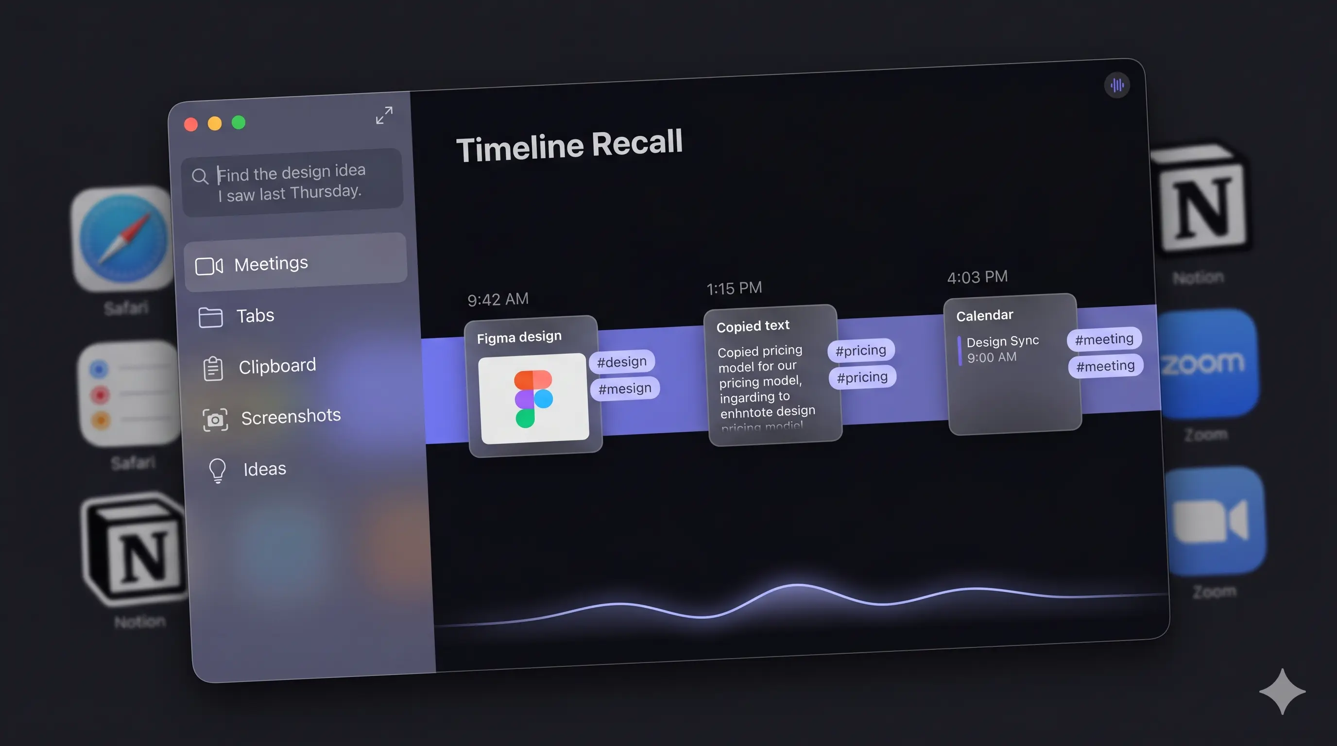 EchoNote timeline interface screenshot